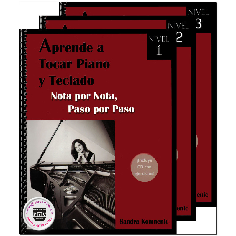 PAQUETE APRENDE A TOCAR PIANO Y TECLADO, Nota por Nota, Paso por Paso, Sandra Komnenic