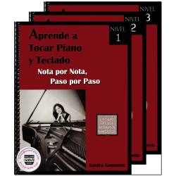 PAQUETE APRENDE A TOCAR PIANO Y TECLADO, Nota por Nota, Paso por Paso, Sandra Komnenic